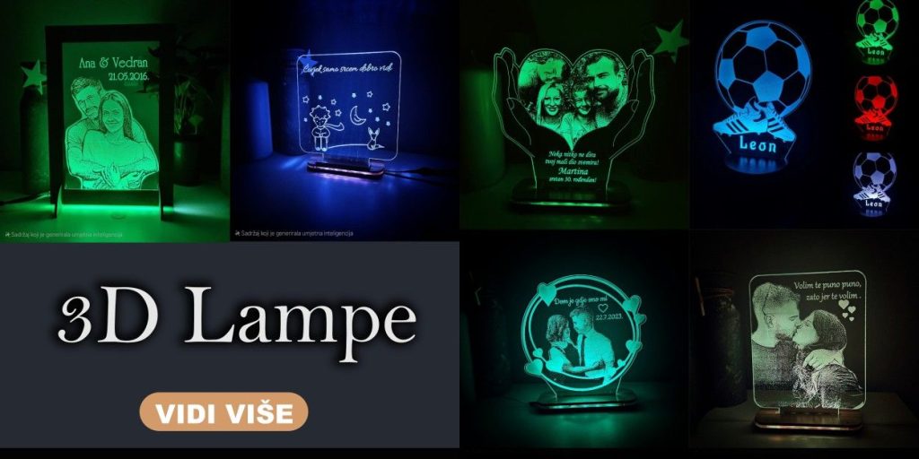 Unikatne akrilne lampe s gravurom fotografije, imena i poruke