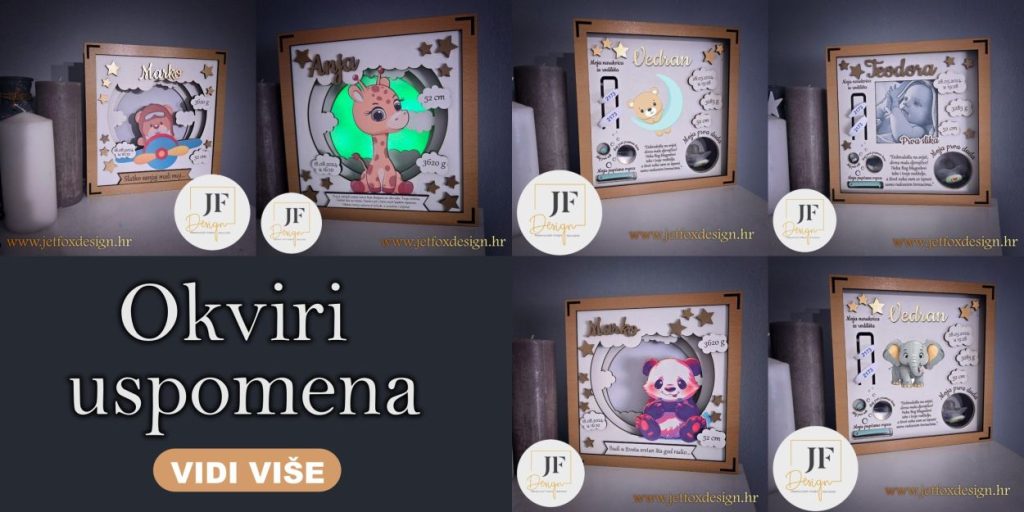 Personalizirani okvir uspomena za bebe s imenom i pretincima za prve stvari.