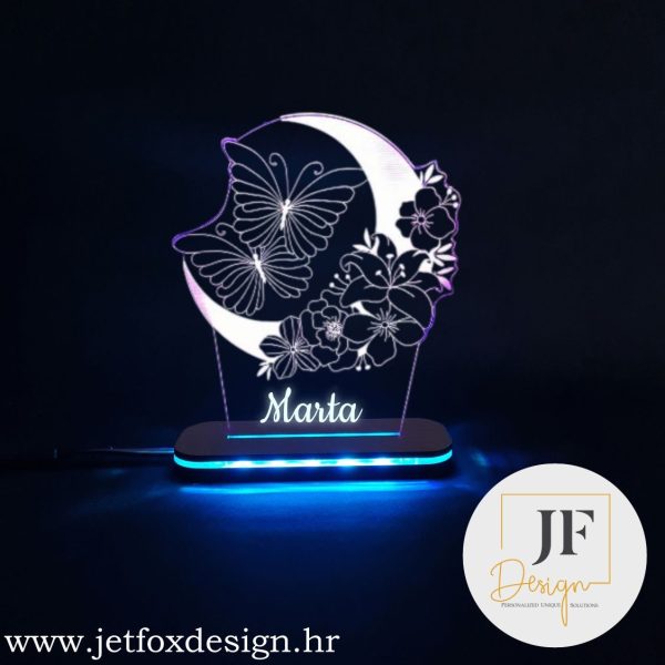 Personalizirana 3D lampa Leptiri snova s imenom, savršen poklon za voljenu osobu