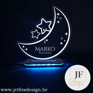 Personalizirana 3D lampa s mjesecom i zvjezdama, unikatni poklon s imenom i posvetom